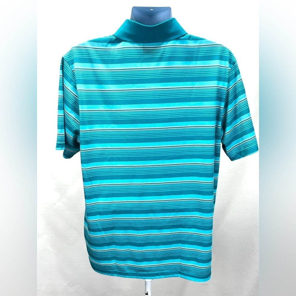 PGA TOUR Men’s Teal‎ stripe AirFlux polo golf shirt size L. - Picture 8 of 12